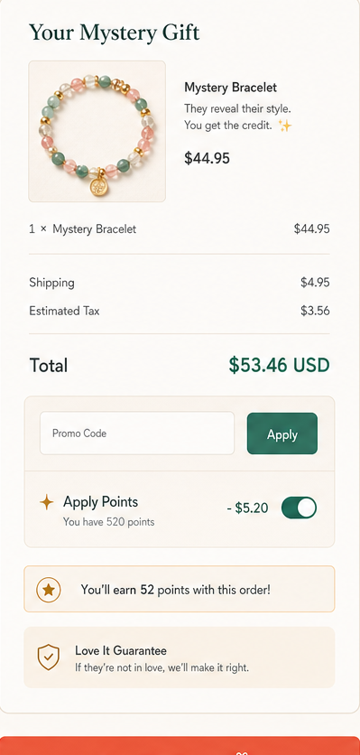 Gift checkout summary preview